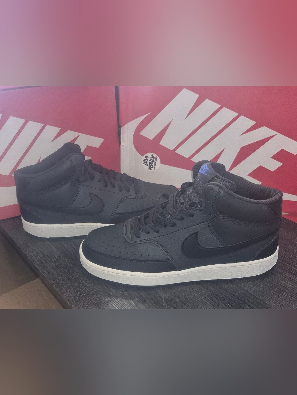 Nike Men’s Black Mid-Top Leather Sneakers